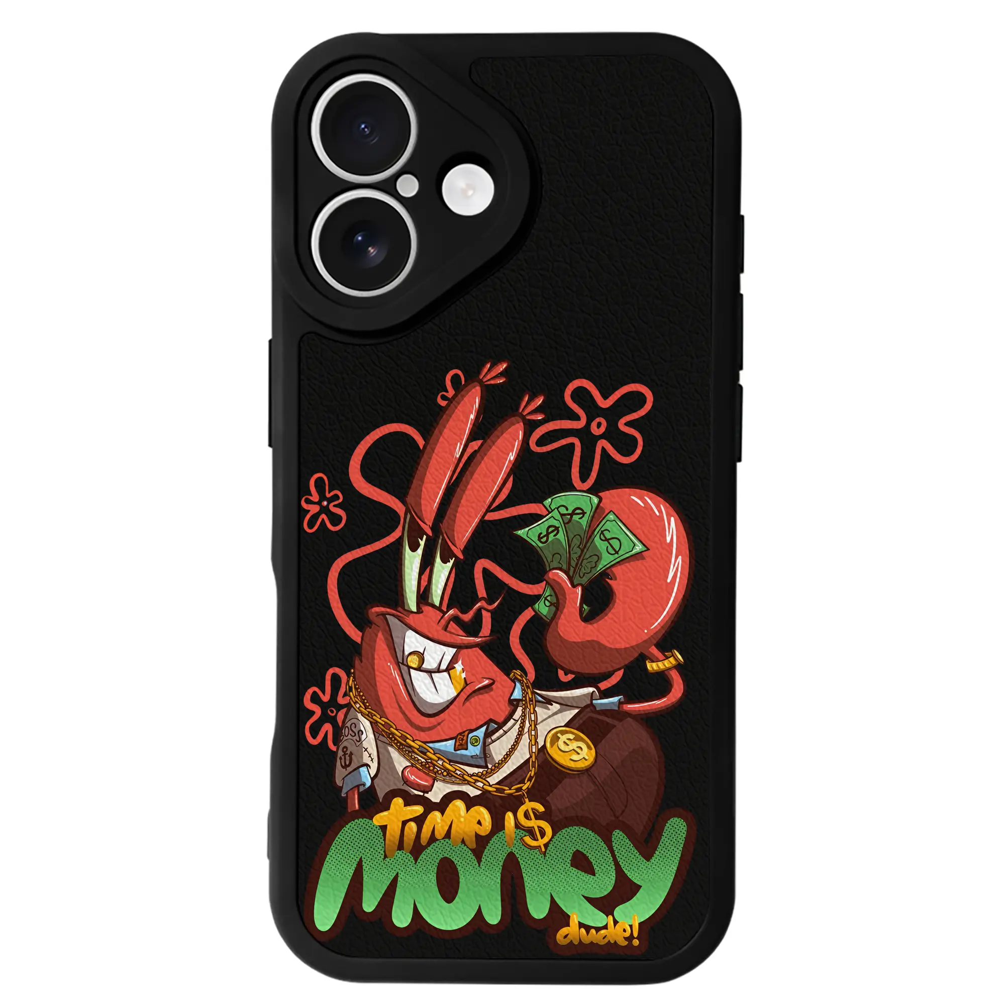 スポンジボブ グッズ ミスター・クラブ - IPhone 16シリーズ対応 ・ シリコンスマホケース ・ レザー調 ・ 高精度フィット ・ 耐衝撃 ・ ワイヤレス充電対応 ・ 精密カット